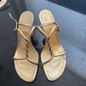 Vintage Gold Celine Sandal Heels